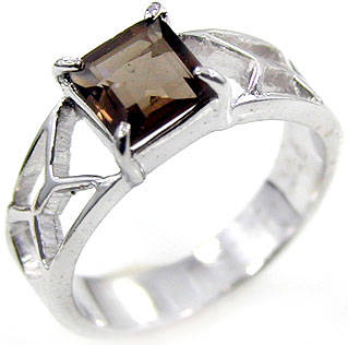 Solid 925 Sterling Silver Genuine Smoky Quartz ring